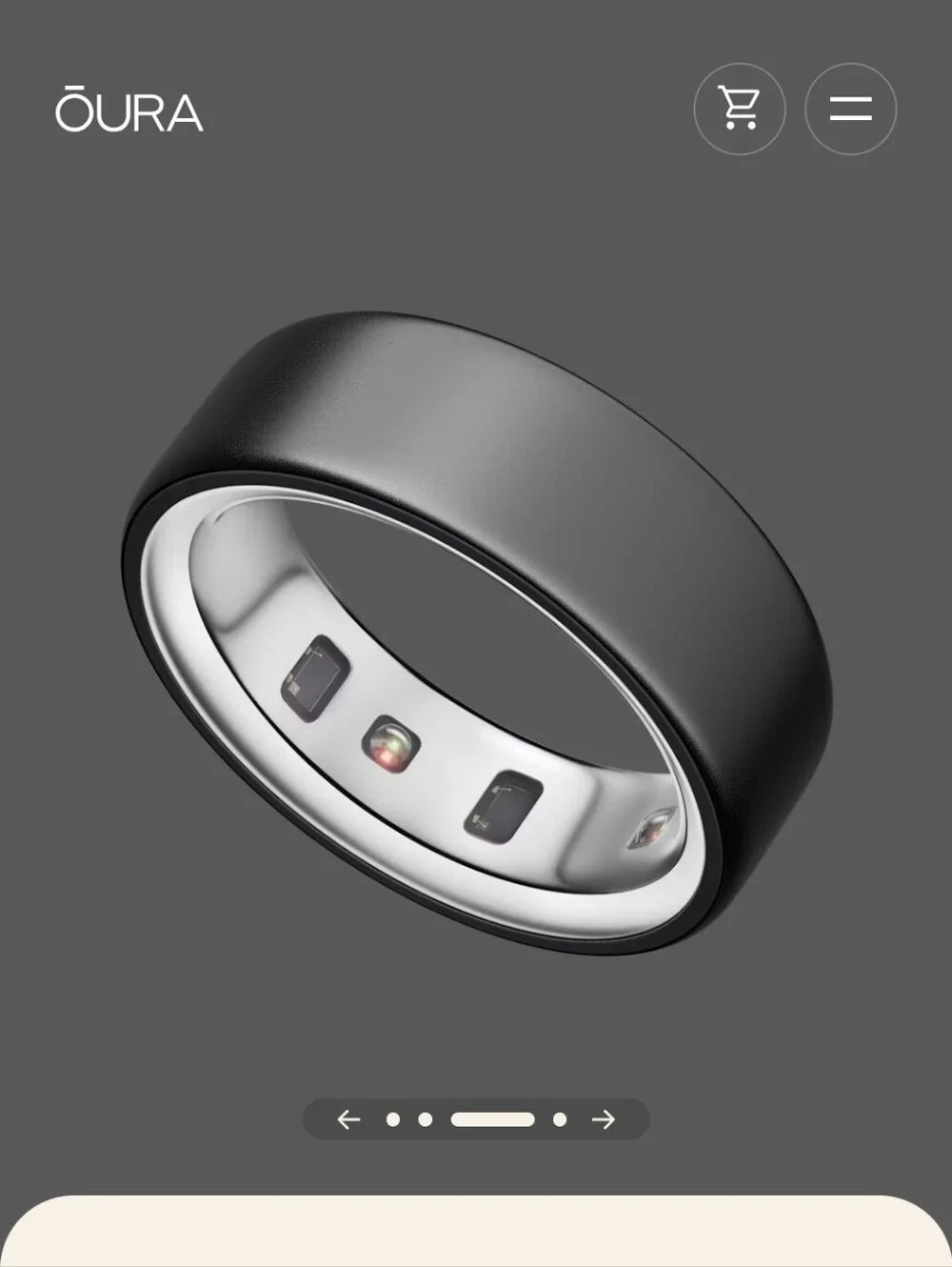 Oura Ring (Black Exterior with Silver Interior)